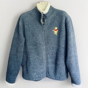 Disneyland Embroidered Winnie the Pooh  Fleece on Faux Fur Jacket size M